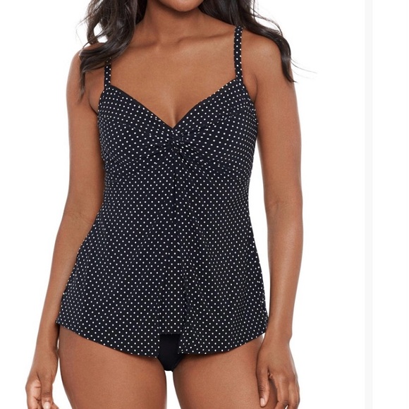 Miraclesuit Black and White Tankini Top - Picture 1 of 4